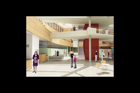 The daylit atrium is the focal point of the new building, providing access to all areas of the care centre